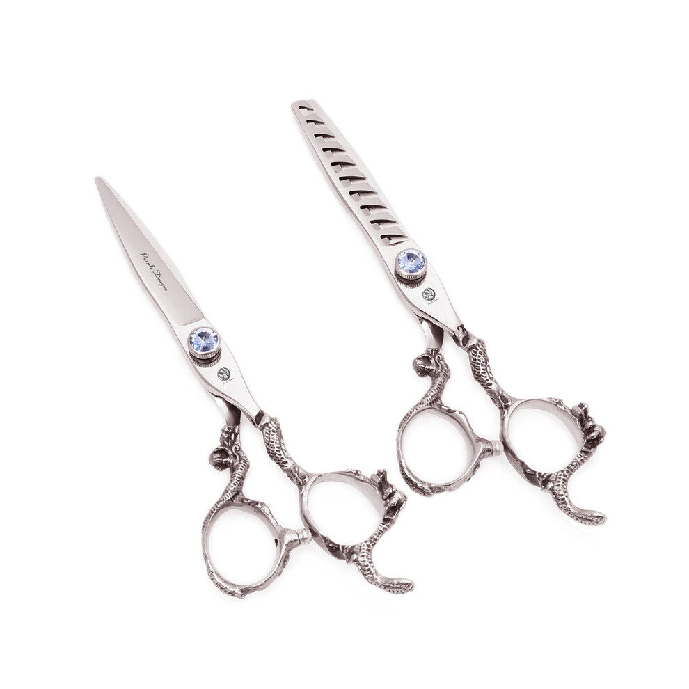 (Z9006-D-6N)Hair Scissors 6" Japan 440C Purple Dragon Professional Sharp Edge Combing Scissors Cutting