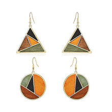 (As show, One size) Suuyar 2 Pairs Geometric Round Triangle Retro Drop Earrings, Personality Dangle Earrings for Women Gift Jewellery