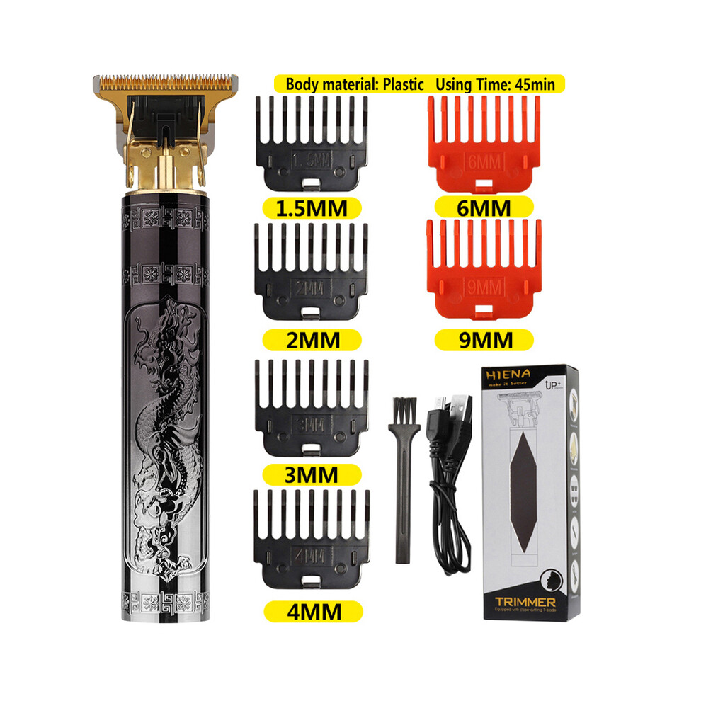 (Plastic Dragon 4)2022 New Vintage T9 Hair Clipper Men's Electric Shaver Rechargeable