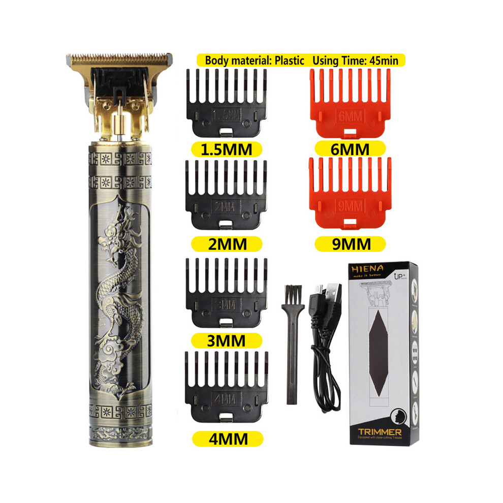 (Plastic Dragon 5)2022 New Vintage T9 Hair Clipper Men's Electric Shaver Rechargeable