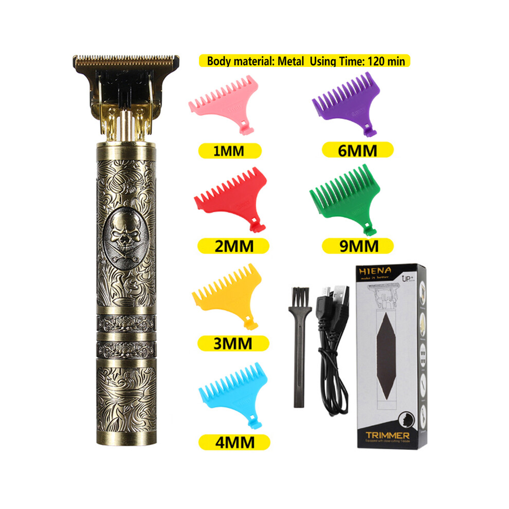 (Metal Skull)2022 New Vintage T9 Hair Clipper Men's Electric Shaver Rechargeable Hair Clipper