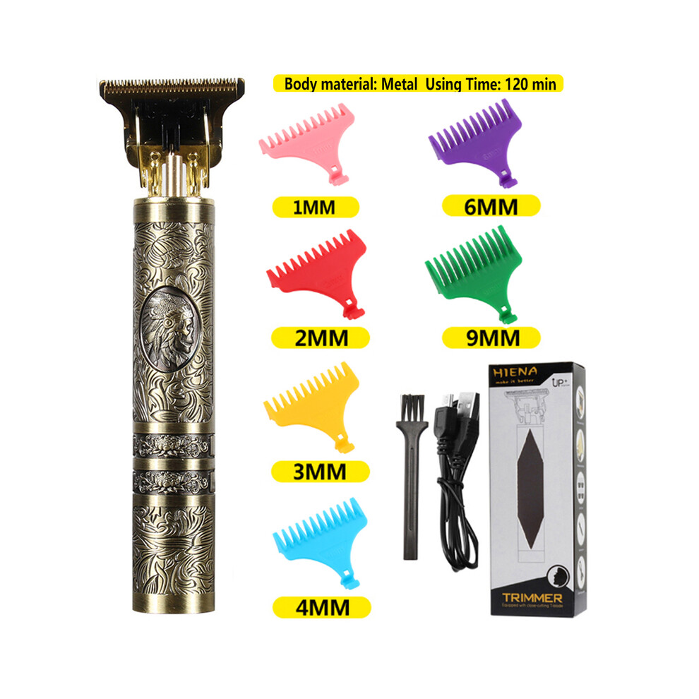 (Metal Indian) 2022 New Vintage T9 Hair Clipper Men's Electric Shaver Rechargeable Hair Clipper
