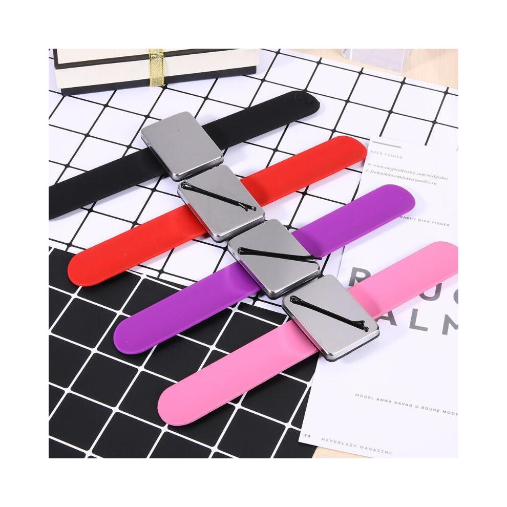 (Black)Professional Salon Magnetic Bracelet Wrist Strap Hair Clip Holder Hair Accessories Barber