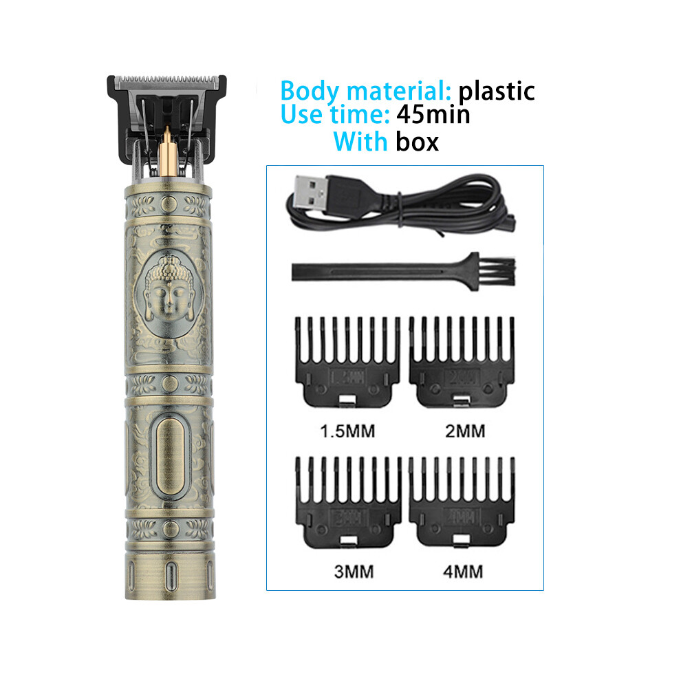 (plastic buddha3) Electric Hair Clipper Vintage T9 Clipper Hair Rechargeable Men's Shaver
