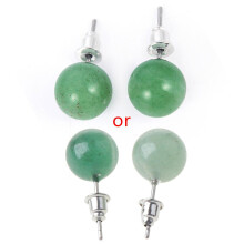 (As show, One size) Natural Stone Turquoise Tiger Eye Opal Ball Beads Stud Earrings Jewelry Unisex