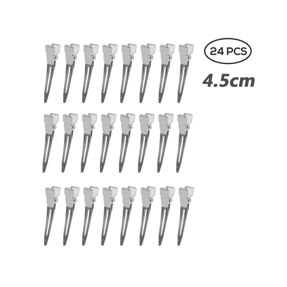 Silver (4.5Cm)24Pcs Professional Makeup Clips Salon Hairdressing Tools Women's Non-Bend Hair Clips Curls