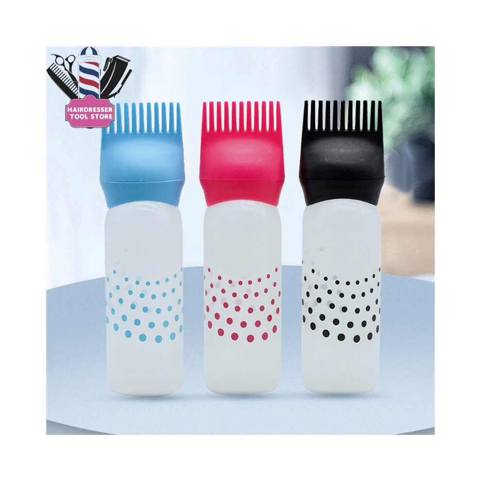 (Red)Multicolor Plastic Hair Dye Bottle and Applicator Brush Dispensing Empty Refillable