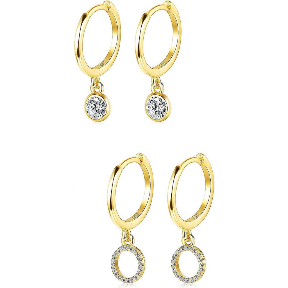 (As show, One size) Milacolato 925 Sterling Silver Huggie Earrings with Charms Dangle Spike Star Evil Eye 18K Gold Plated Small Hoop Earrings for Women Trendy Dangle Hoop