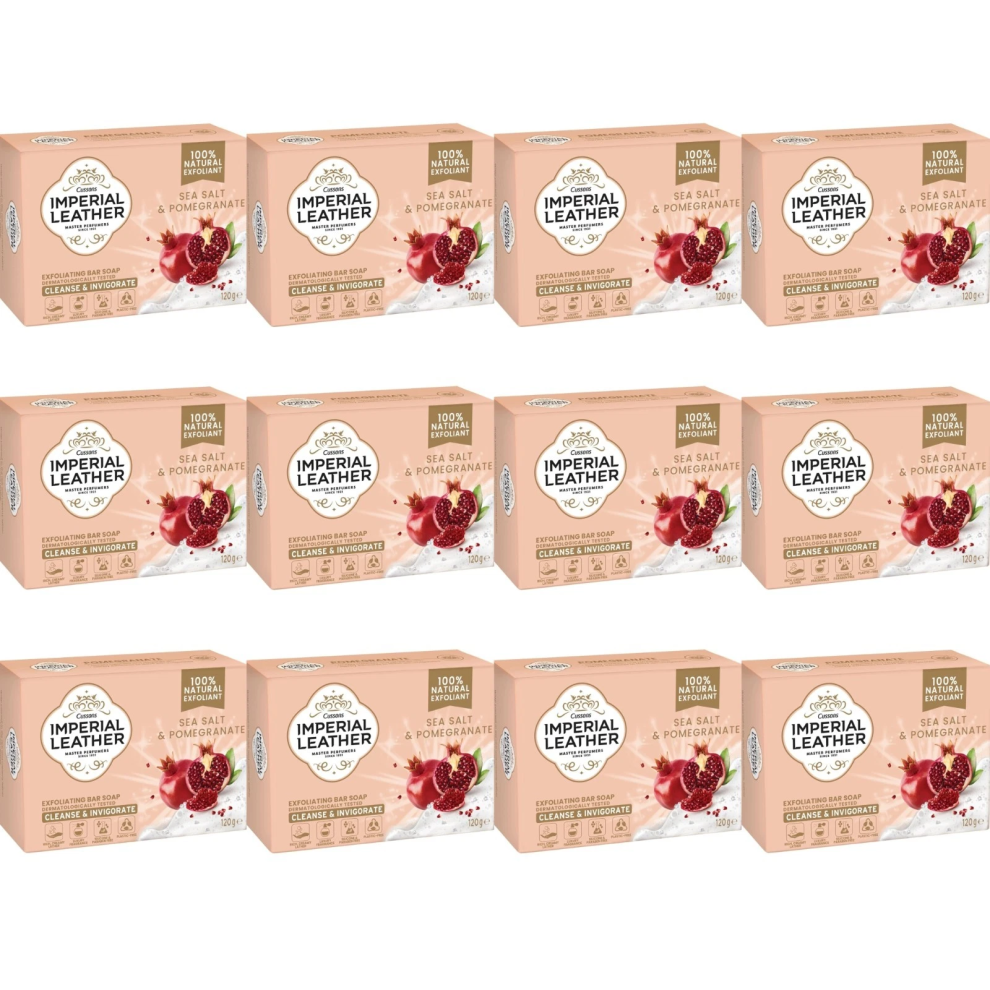 12x Imperial Leather Pomegranate & Sea Salt Exfoliating Bar Soap