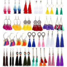 (As show, One size) 26 Pairs Tassel Earrings Set Colorful Bohemian Earrings For Girls Women