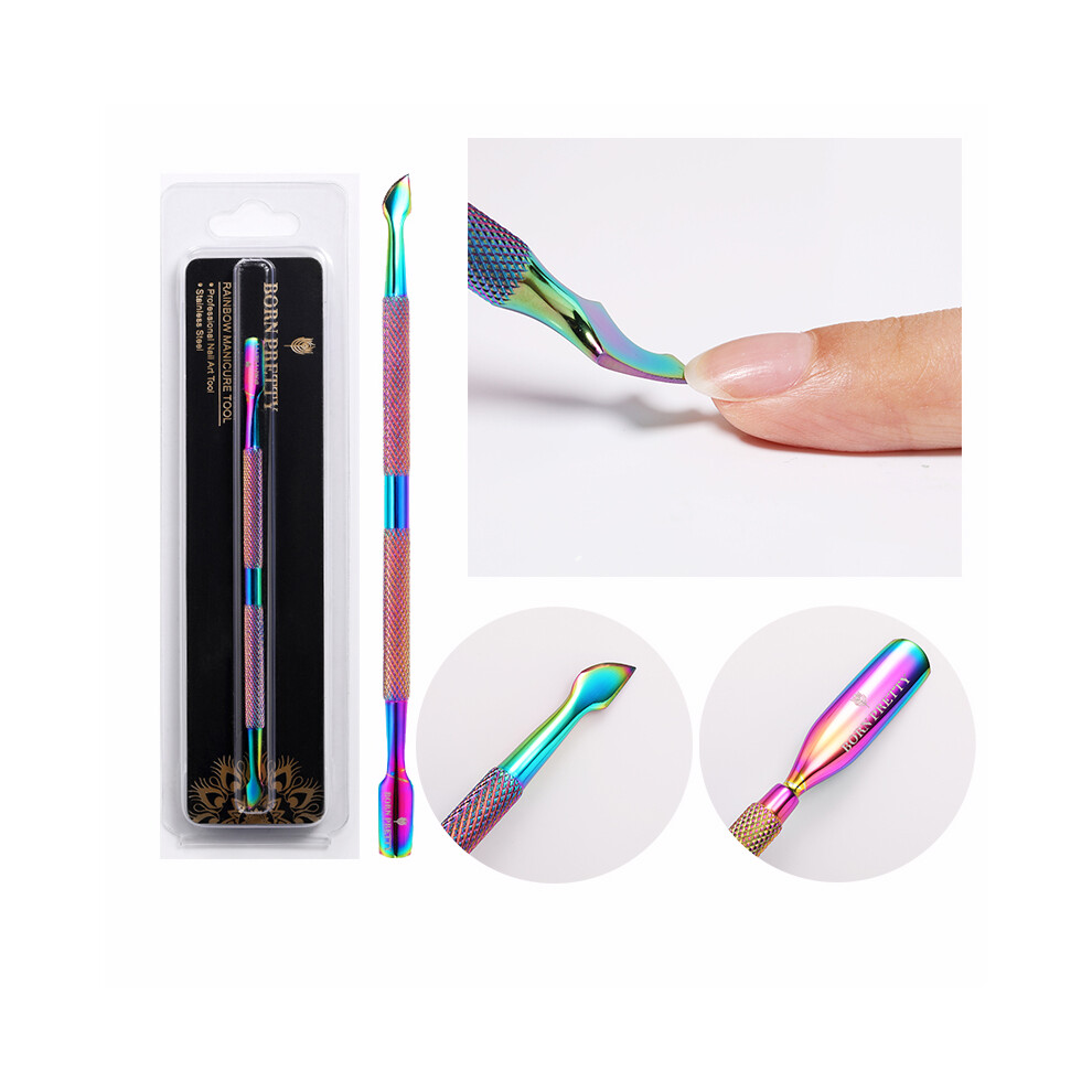 (Model 5)Stainless Steel Nail Cuticle Scissors with Rainbow Tweezers Cutter Dead