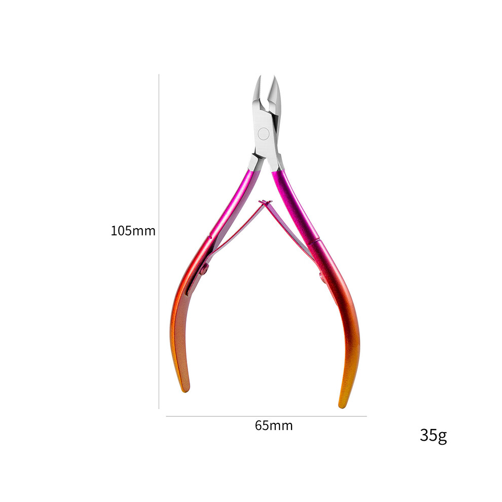 (Model 26)Nail Cuticle Scissors Stainless Steel with Rainbow Tweezers Cutter