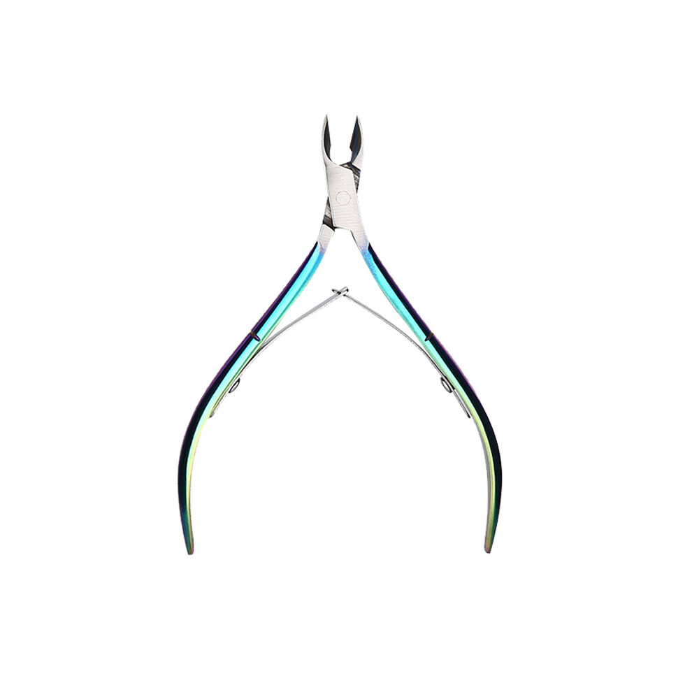 (Model 6)Nail cuticle scissors stainless steel with rainbow tweezers cutter dead