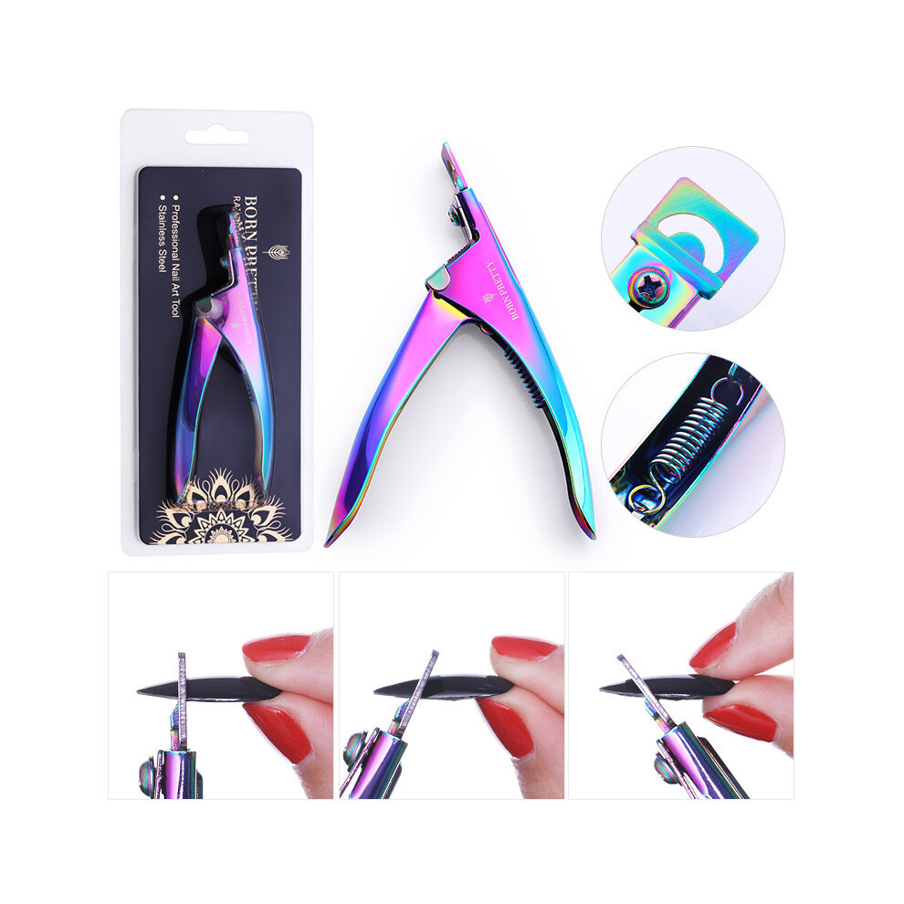 (Model 11)Stainless Steel Nail Cuticle Scissors with Rainbow Tweezers Cutter