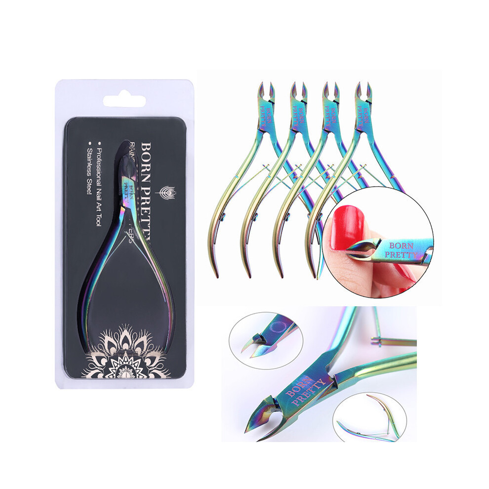 (Model 1)Nail cuticle scissors stainless steel with rainbow tweezers cutter dead