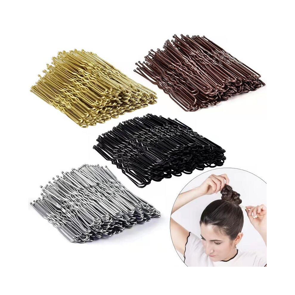 Brown (6Cm 100Pcs) 100Pcs Women's U Shape Hairpins Wavy Hair Clips Bobby Pins Barrettes