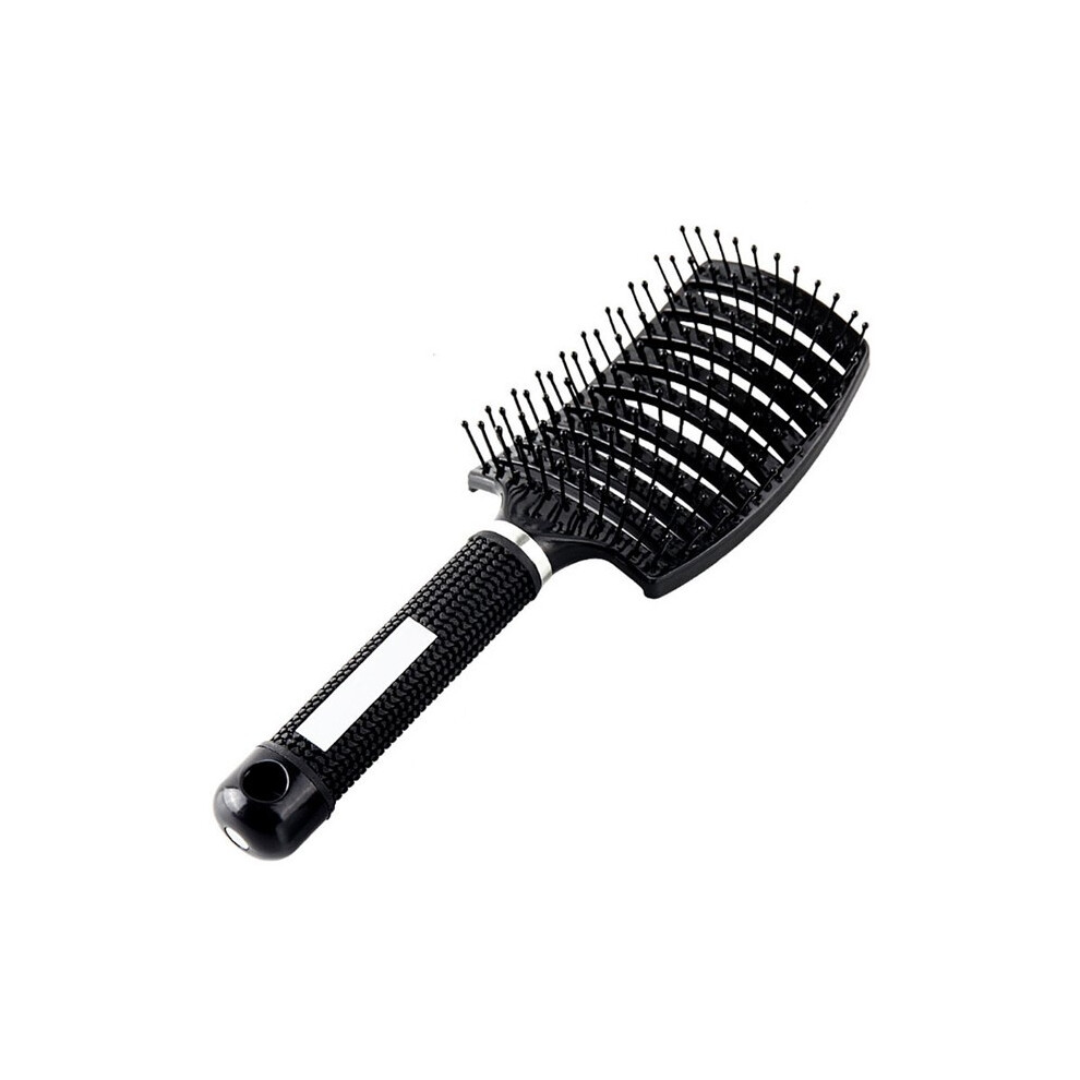 Black (Nylon ) Women's Hair Brush Scalp Massage Comb Bristles Nylon Hair Brush Wet Curly Detangle