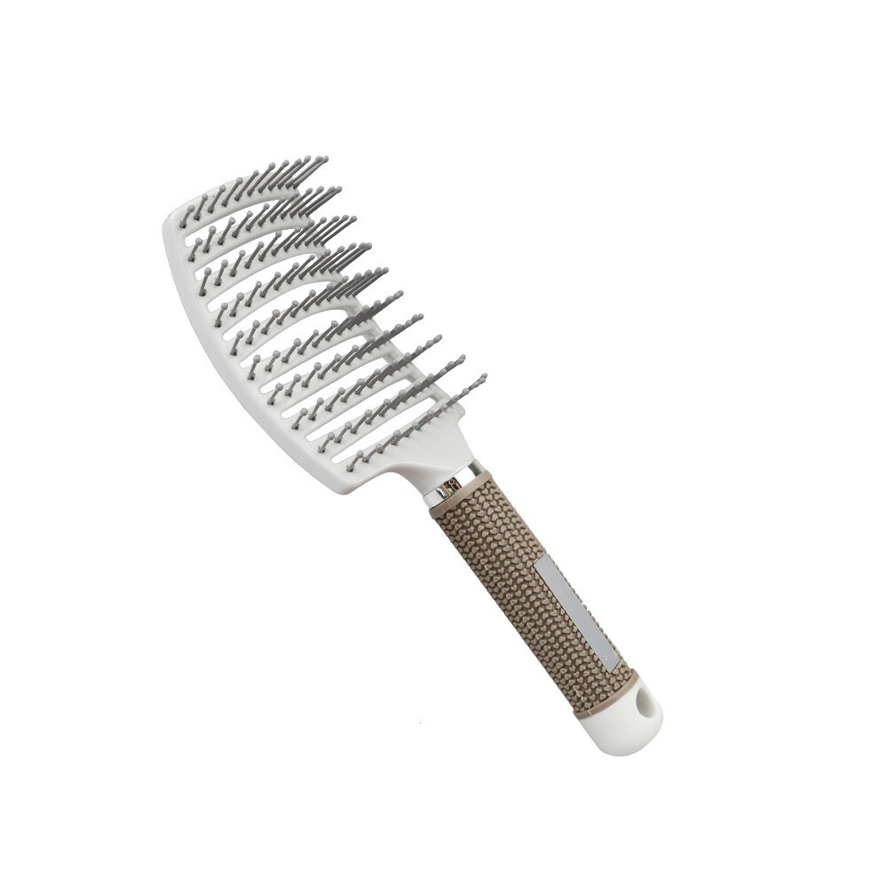 (nylon white) Women's Hair Brush Scalp Massage Comb Bristles Nylon Hair Brush Wet Curly Detangle