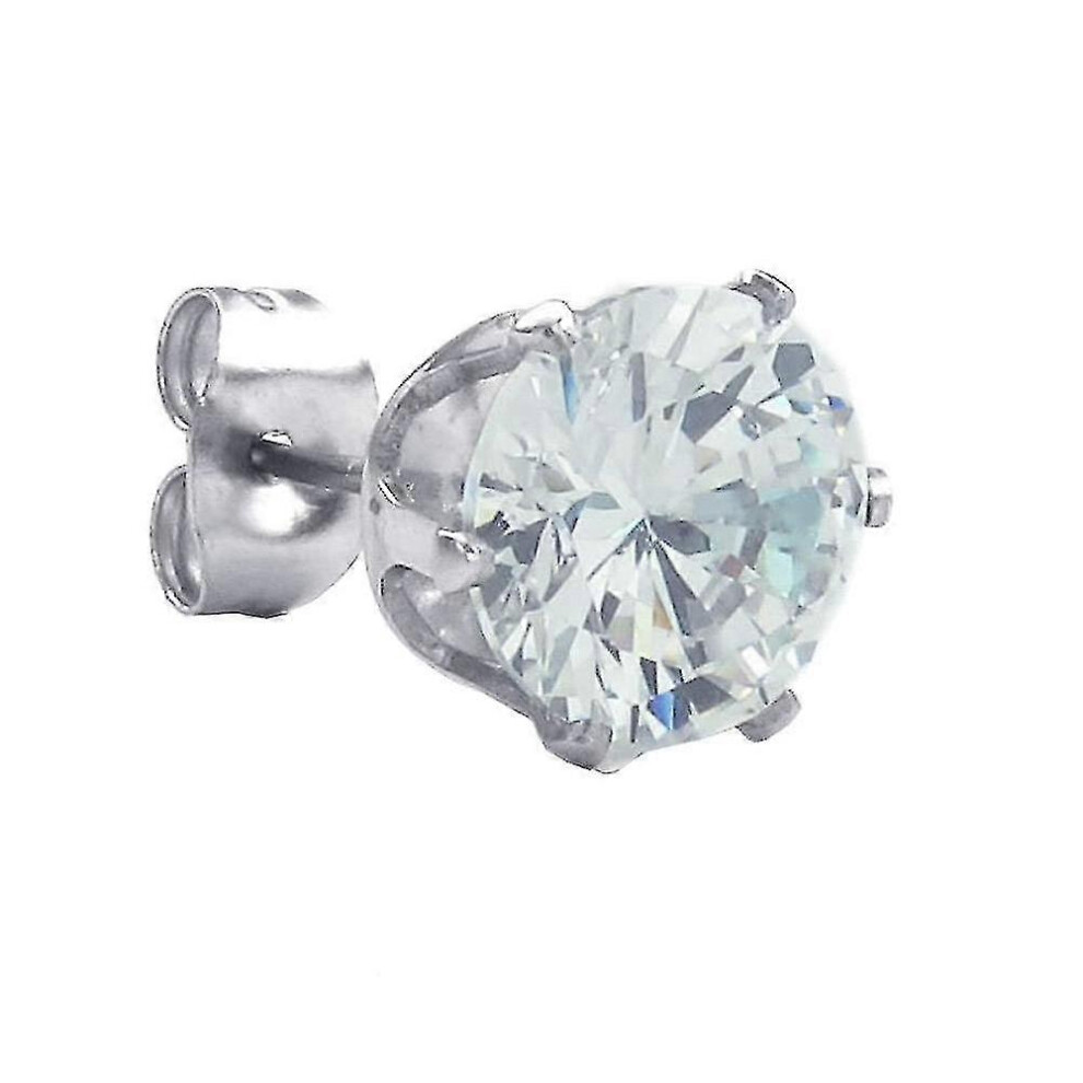 (As Show, One Size) (Diameter 8Mm) Classic Men Women Round Stud Earrings Stainless Cubic Zirconia Hypoallergenic,Silver 5064242257788