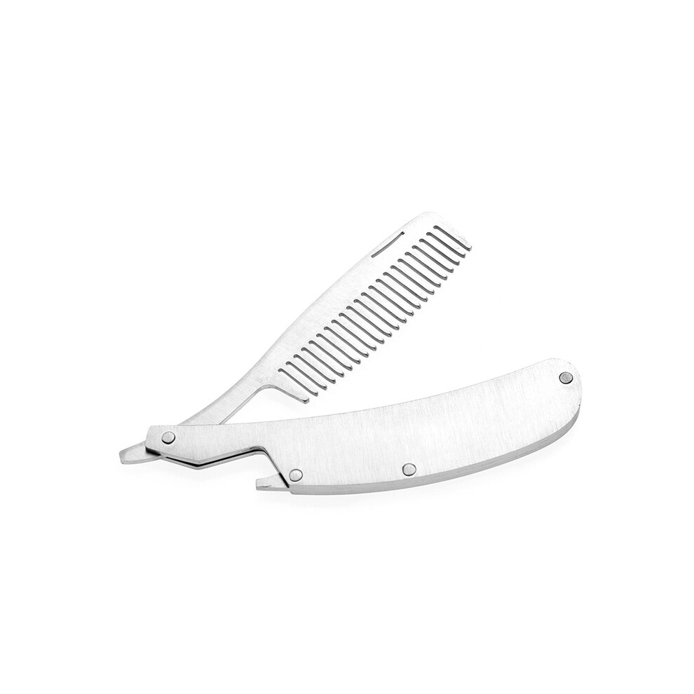 (2)1pc Men's Beard Styling Comb Stainless Steel Folding Comb Anti-Static Mustache Comb