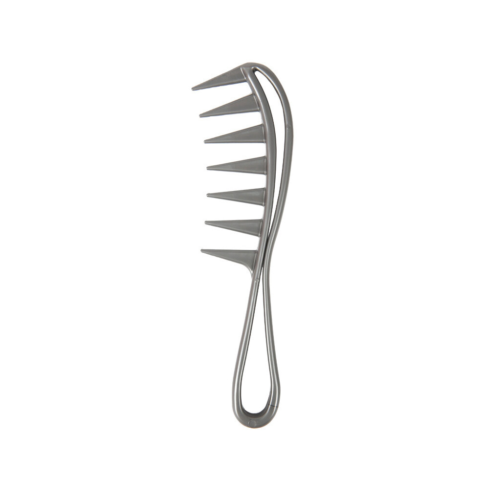 (Silver) New Wide Teeth Men's Comb Hair Brush Fork Comb Men's Beard Hairdressing Brush Barber