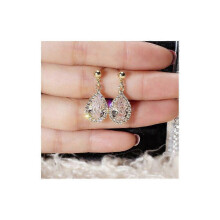 (As show, One size) S925 Silver Needle Red Zircon Shiny Women Drop Earrings