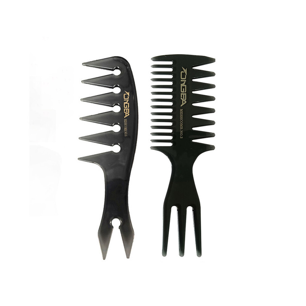 (1pc NO 6 1pc NO 3)New Wide Teeth Men's Comb Hairbrush Fork Comb Men's Beard Hairdressing Brush