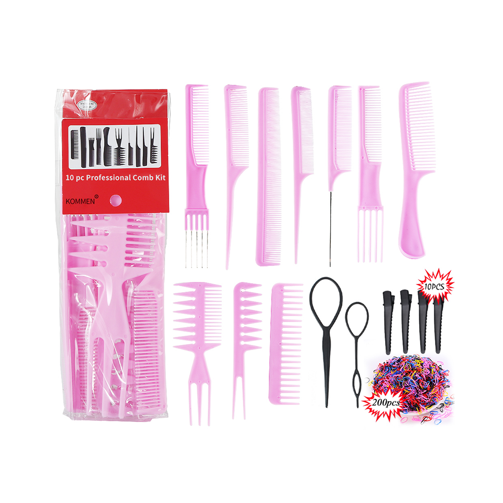 Unisex Pink ( Set) Styling Comb Set Portable Anti-Static Hair Salon Hair Comb Hair Detangling Comb Makeup