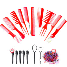 (rotes Set) Styling-Kamm-Set Tragbarer antistatischer Haarkamm für den Friseursalon Haarentwirrungskamm