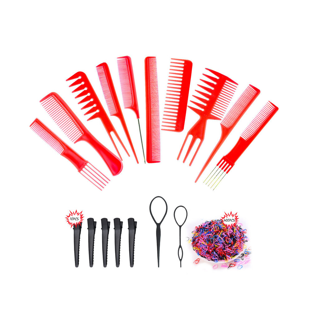 Red ( Set) Styling Comb Set Portable Anti-Static Hair Salon Hair Comb Hair Detangling Comb Makeup