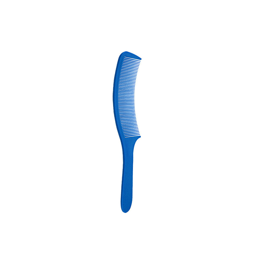 (Blue)Professional Curved Shaver Hair Cutting Comb Anti-Static Barber Flat Head Comb