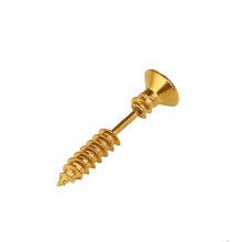 (Gold, One size) 1 Pair Unisex Screw Stud Prank Titanium Steel Screw Piercing Stud Personalized Stainless Steel Earrings Hypoallergenic Ear Stud