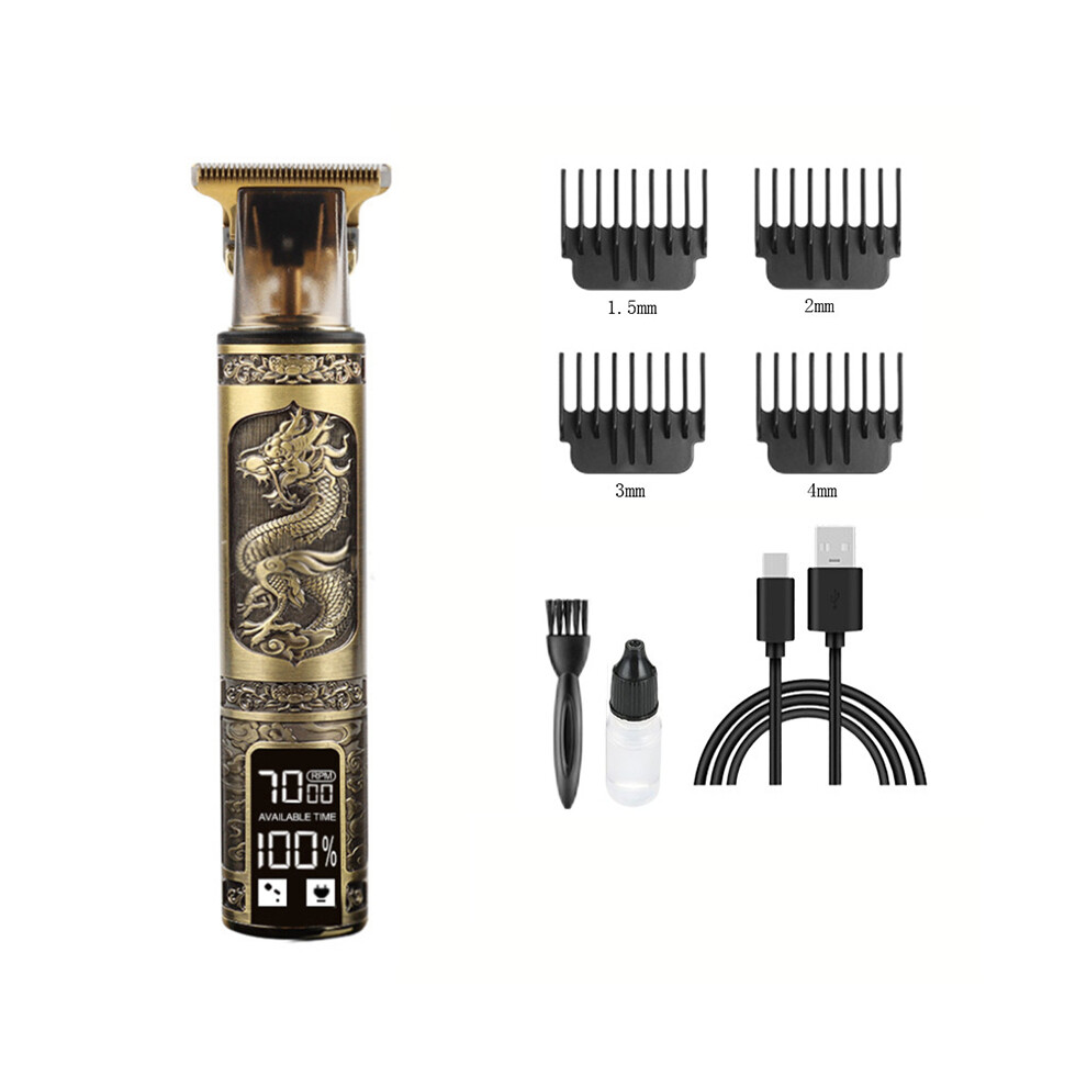 (LCD Metal Dragon)All Metal Vintage T9 Machine Women's Hair Clipper Hairdresser Professional