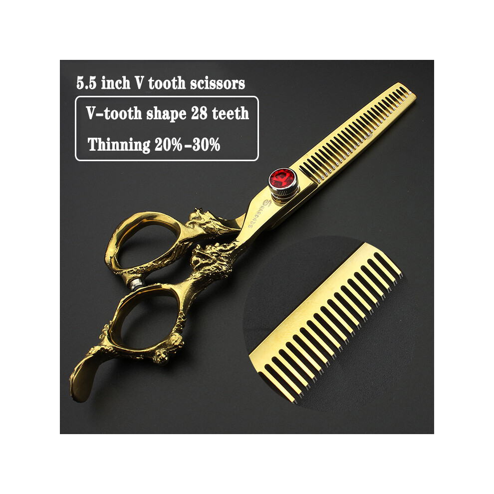 Golden (5.5 Inch Thin) Japan 440C Professional Hairdressing Scissors 5.5/6/7/7.5/9 Inch Barber Scissors