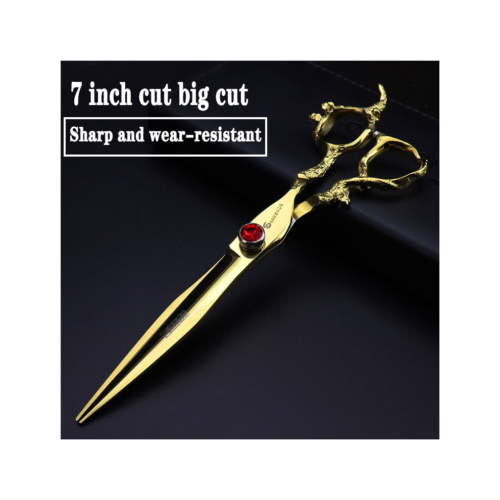 Golden (7 Inch Cut) Japan 440C Professional Hairdressing Scissors 5.5/6/7/7.5/9 Inch Barber Scissors