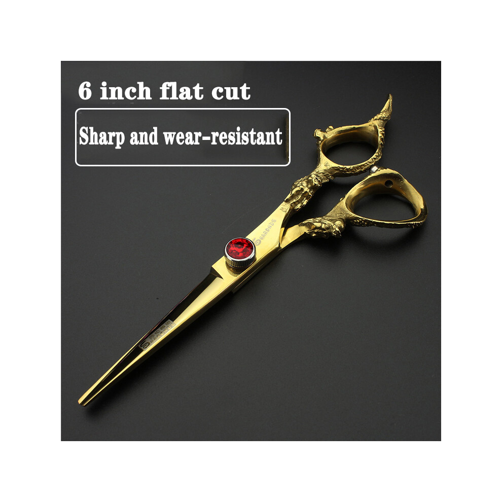 Golden (6 Inch Cut) Japan 440C Professional Hairdressing Scissors 5.5/6/7/7.5/9 Inch Barber Scissors