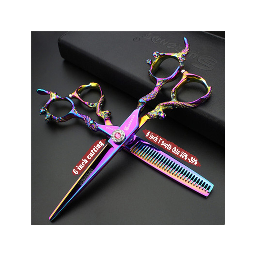 Golden (6 Inch 2Pc) Japan 440C Professional Hairdressing Scissors 5.5/6/7/7.5/9 Inch Barber Scissors