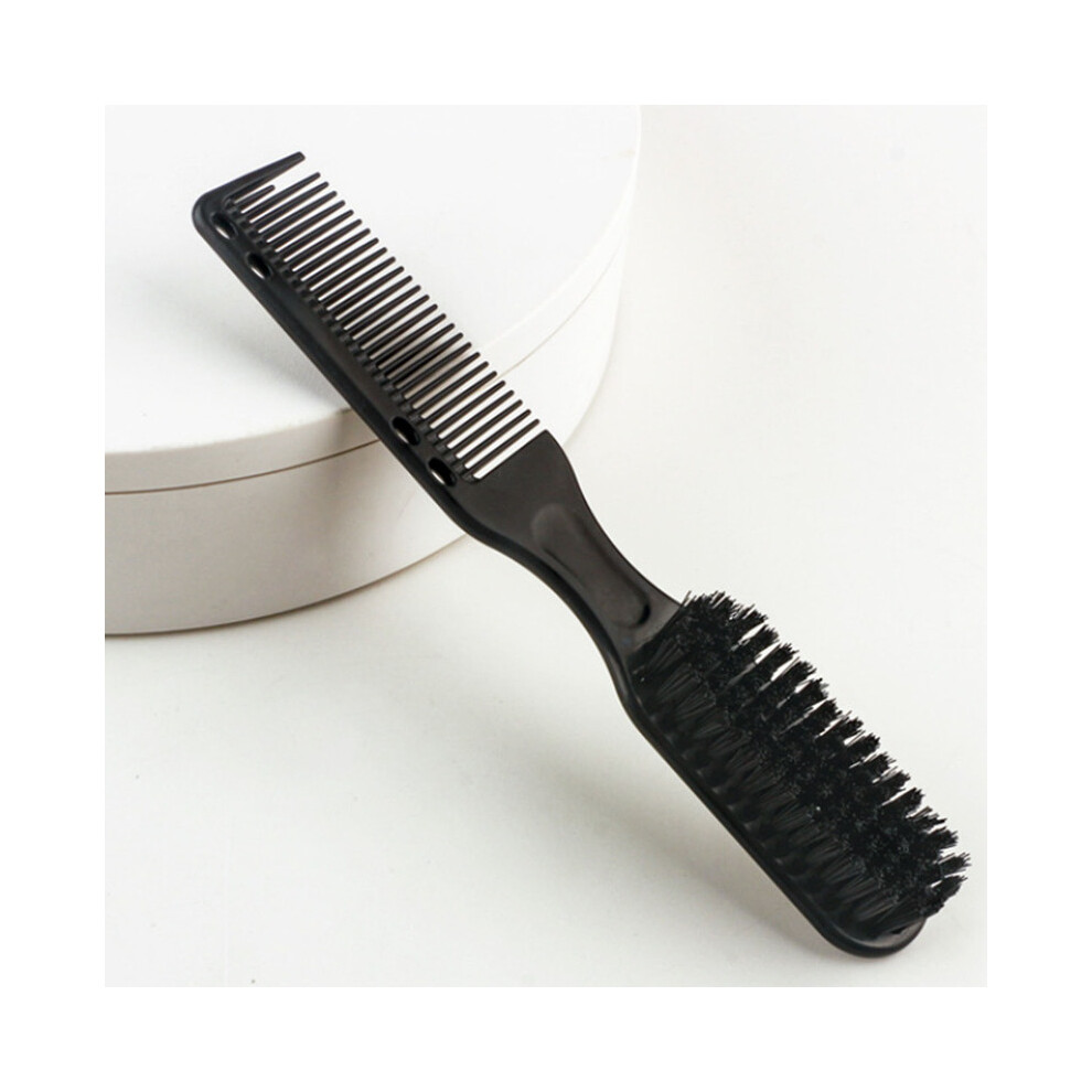 (Black)1pc Portable Stainless Steel Handle Folding Comb Men's Oil Head