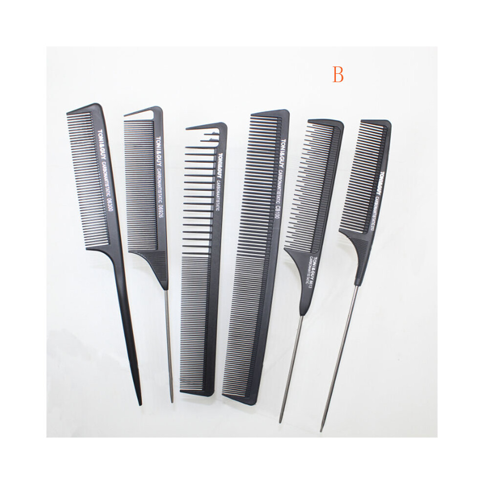 (B) Barber comb made of carbon material 6 pcs/lot Carbon Plain comb Heat resistant and antistatic, Pro