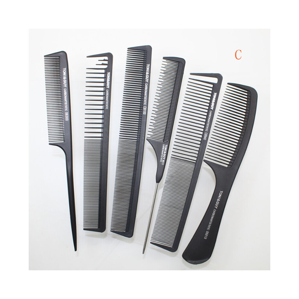 (C) Barber comb made of carbon material 6 pcs/lot Carbon Plain comb Heat resistant and antistatic, Pro