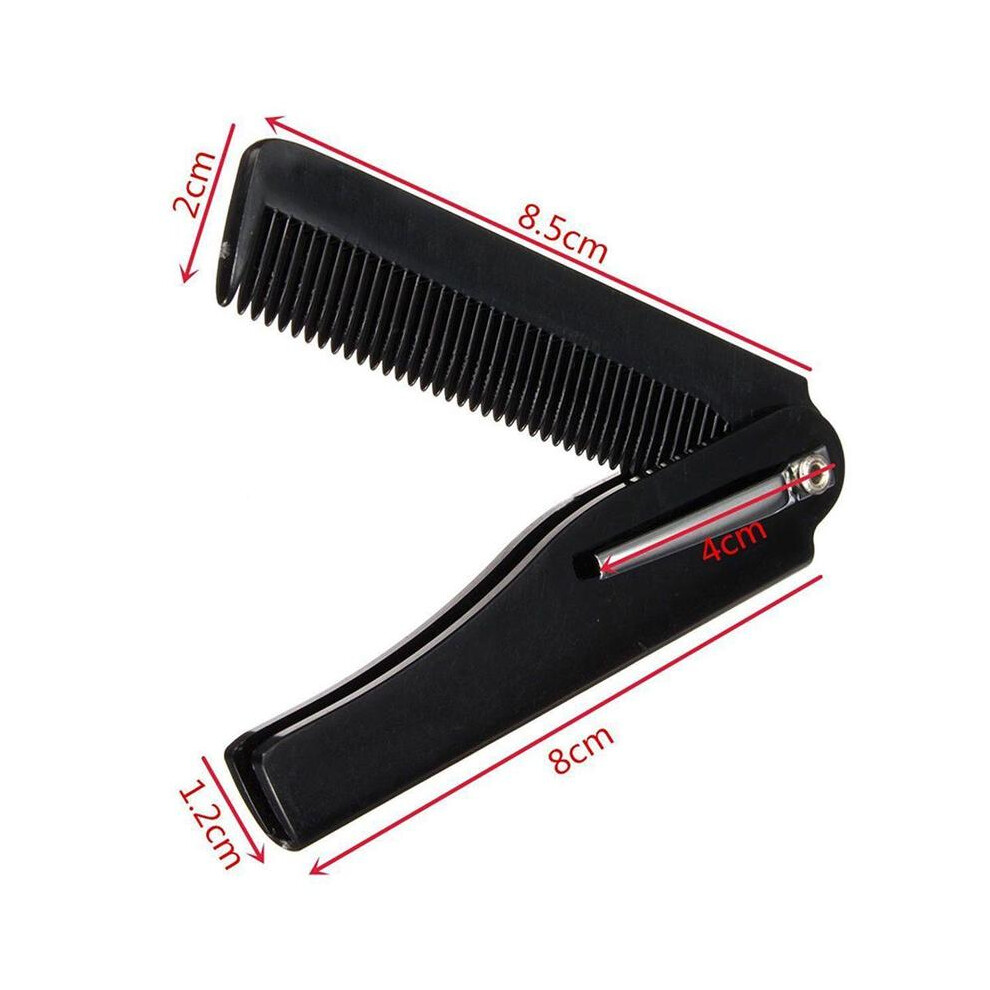 (1)1pc Portable Stainless Steel Handle Folding Comb Men's Oil Head