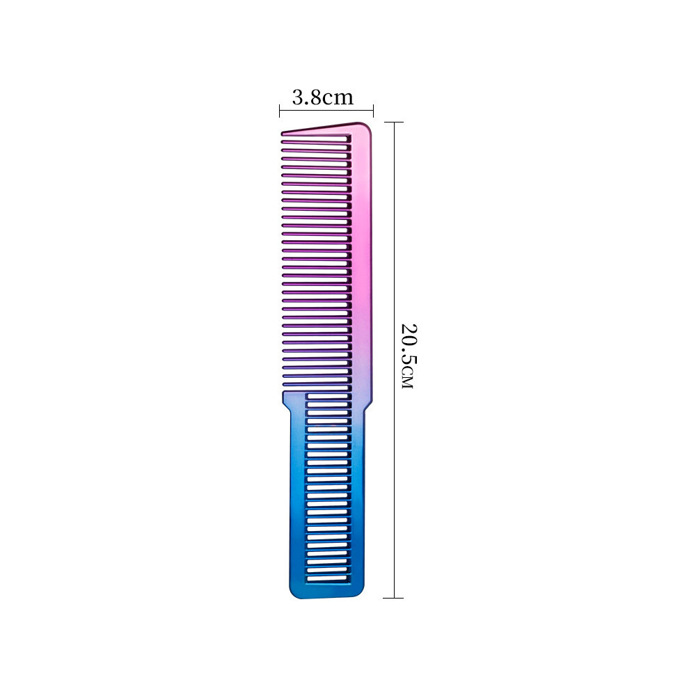 (Purple) 1pc Portable Stainless Steel Handle Folding Comb for Men