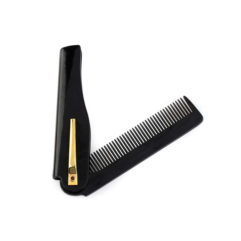 Unisex Black (Black)Foldable Hair Mustache Comb Stainless Steel Beard Comb Men's Beauty Brush Antistatic