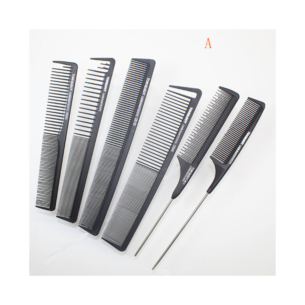 (A) Barber comb made of carbon material 6 pcs/lot Carbon Plain comb Heat resistant and antistatic, Pro