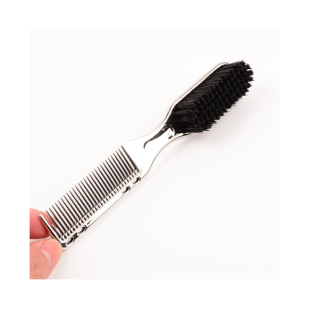 Black (Sv) Double-Sided Comb Brush Small Beard Styling Brush Professional Shave Beard Brush Barber Vintage