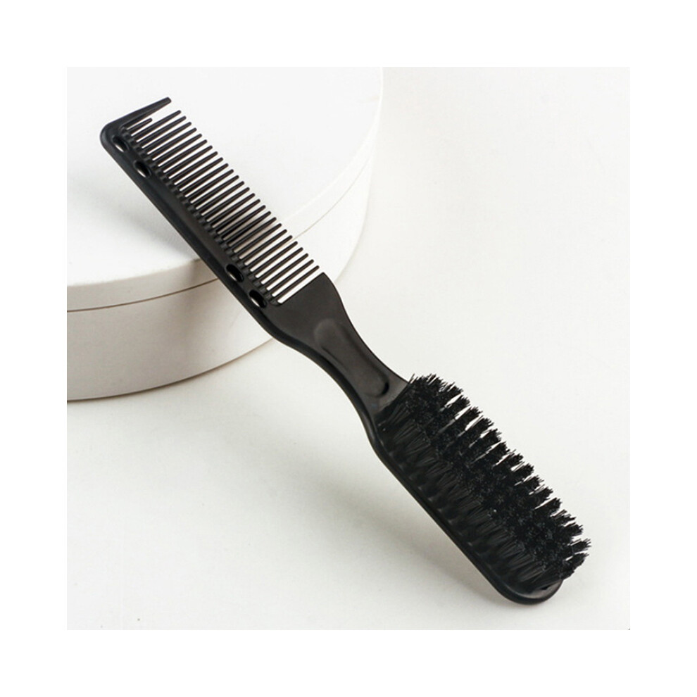 Black (Black) Double-Sided Comb Brush Small Beard Shaping Brush Professional Shave Beard Brush Barber