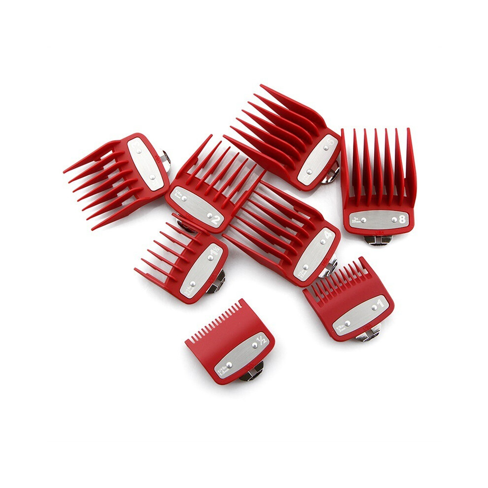Red (Red)8 Pcs Professional Limit Comb Cutting Guide Combs 1.5/3/4.5/6/10/13/19/25Mm Set Drop Shipping