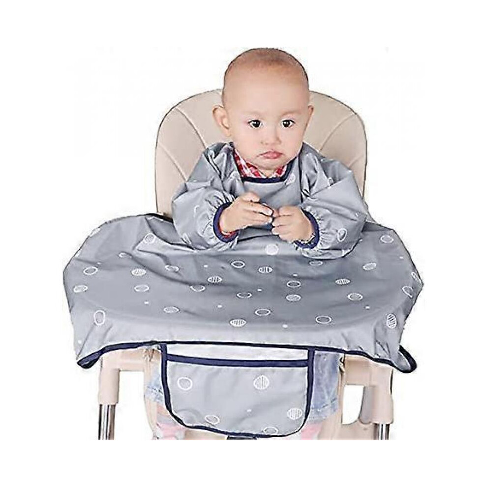 Bavoir pour bébé, bavoir pour manger, bavoir à manches longues qui s'attache à la chaise haute et à la table, bavoir de sevrage