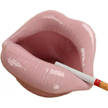 Ceramic Ashtray,Lip Cigarette Holder Smoking Accessories Lips Home Table Ornament Pink Figurines Ashtray