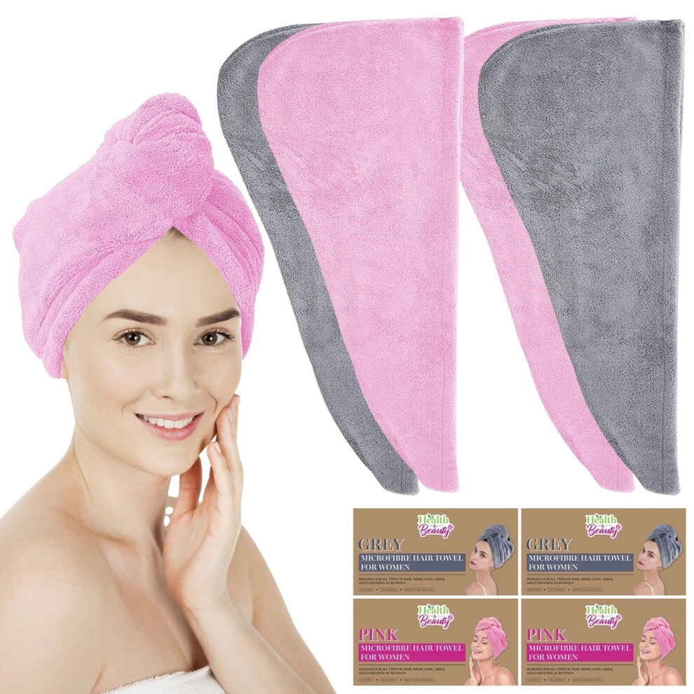 Hair Turban Towel Microfibre Head Wrap Quick Dry Drying Bath Shower Hat Cap 2 units